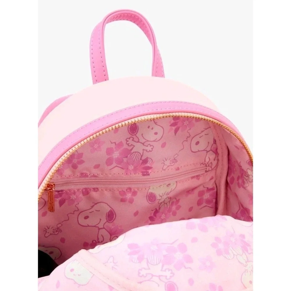 NEW Loungefly Peanuts Cherry Blossom‎ Snoopy Dog House Pink Embroidered Backpack